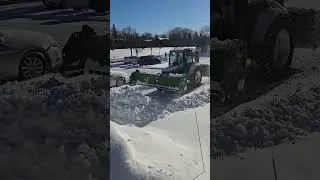 Tractor Snow Blower Making Snowpile