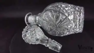 Vintage Pressed Glass Sunflower Design Wine Whiskey Decanter Carafe liquor