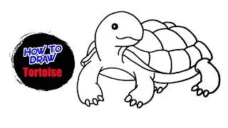 How To Draw Tortoise | Tortoise Cartoon Drawing | Simple Art For Beginners