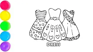 Draw and Color a Princess Dress and Some Accessories 👗👸👠👑🪄🌈 Drawings for Kids