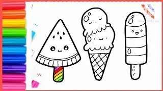 Ice cream Drawing, Painting & Coloring For Kids and Toddlers_ Child Art