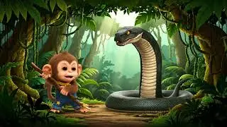 Monkey and White Cat Save Squirrel from Giant Snake ll Heartwarming Rescue!@KittyDreamWorld