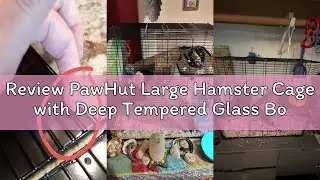 Review PawHut Large Hamster Cage with Deep Tempered Glass Bottom, 3 Tiers Hamster Tank with Running
