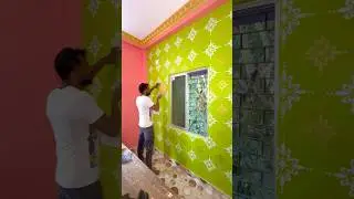 Simple wall painting stencil design #shorts #viral #painting