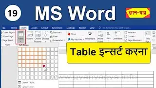 Insert Table in MS Word| Create Table in Word |Add Table & Resize in Word| Insert Tab in MS Word- 19