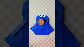 Cute origami cookie monster eating a cookie stop motion #origami #stopmotion #shorts