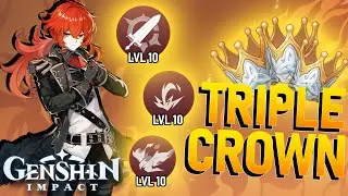 FIRST TRIPLE CROWN!! Diluc Triple Crowned MAX LEVEL Showcase [C1] | Genshin Impact