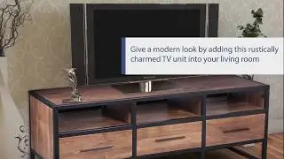 UPT-182999 The Urban Port Acacia Wood Tv Unit With Metal Frame, Walnut Brown and Black