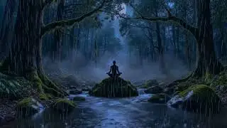 Dark Forest Heavy Rain 🌧️ Soft Piano Music for Deep Sleep & Calm