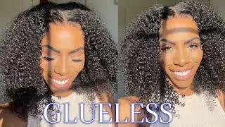 THE BEST GLUELESS WIG I EVER TRIED!! Beginner Friendly KINKY CURL 9x6 HD Wig Install