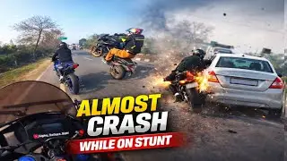 Almost crash 💔 || ￼ on road while stunt 😱
