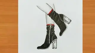 High Heel shoe drawing| simple art with rose| high heels drawing