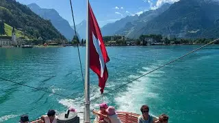 Gotthard panorama express from Lugano to Lucerne. Taking train and Ferry to Lucerne.
