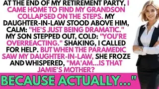 After my retirement party, I found my grandson collapsed on our porch—then the paramedic whispered..