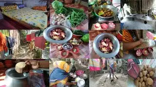 গ্রাম্যজীবনের🥰সংসারের সমস্ত কাজকর্ম সেরে ঘরদুয়ার পরিপাটি রেখে দরকারি কাজথেকে এসে গোরুর মাংস রান্না✅