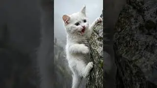 Kind Man Saves Tiny White Kitten Hanging from Cliff Edge | Emotional Animal Rescue Short Story 🐱⛰️