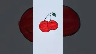 Рисунок вишни 🍒 для детей | как легко нарисовать #вишня #рисунок #короткоевидео #вирусноевидео #p...