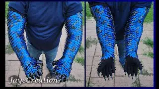 XL Full Wrap Clawed Dragon Sleeves - Black and Weathered Blue Randomized - ASMR - JayeCreations