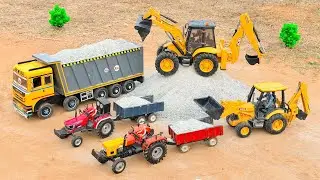 JCB 5cx fully loading white muram Tata truck 2518 | Mahindra Arjun novo 605Di | tractor cartoon 