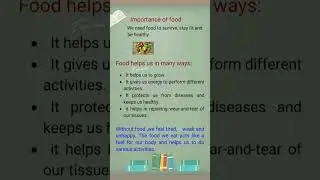 Importance Of Food#short #Food #Science #Notes