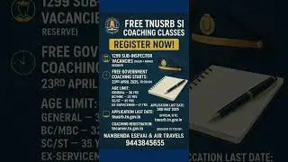 Free TNUSRB SI Coaching Classes 2025 | Register Now for Government Coaching in Pudukkottai!