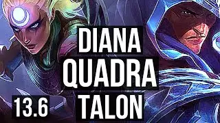 DIANA vs TALON (MID) | Quadra, 8 solo kills, 400+ games, Godlike | KR Master | 13.6