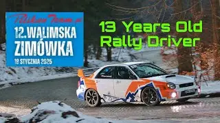 13-year-old rally driver Piotr Orcholski in Subaru Impreza for the first time. Walimska Zim&oacute;wka 2025