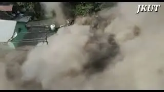 Drone footage of Terrorist hideout being destroyed by security forces in #Nadihal area of#Bandipora