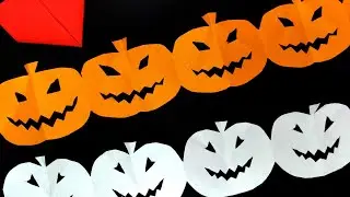 Halloween paper garland with pumkin / DIY Halloween garland / How to cut a garland / Halloween decor