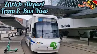 Switzerland Z&uuml;rich Airport Tram & Bus 8K HD Video