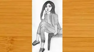 How to draw  a girl sitting on the bench pencil sketch easy drawing