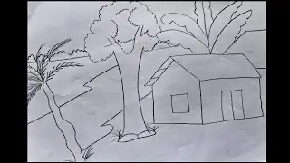 Easy drawing for beginners | Village scenery drawing | scenery art | Masum Arts Studio | How to draw