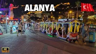 ALANYA Night Walk in the City Centre | Shopping Street, Cafés & Grand Bazaar Atmosphere [4K HDR]