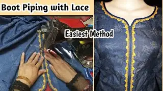 Chori Piping lagane ka tarika_How to make Boot Piping | Neck design with lace and piping