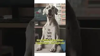 Canvas Wall Art, Great Dane Happy Gamer1 #Gaming #Decor #homedecor #doglover #gamer #gaming