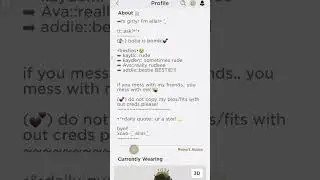 roblox bio ideas for girls!!🛍💕🐇      please do not copy name!~~~~~🍇&deg;mine!&deg;&deg;&deg;