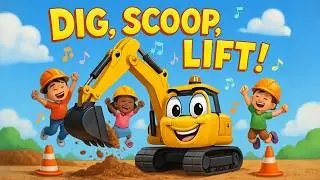 Dig, Scoop, Lift! | Fun Excavator Kids Song & Dance