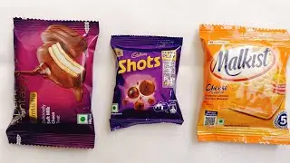 Satisfying ASMR Cadbury Shorts candy 🍬 Unboxing | Dark Fantasy Yumfills pie/ Malkist cheese biscuits