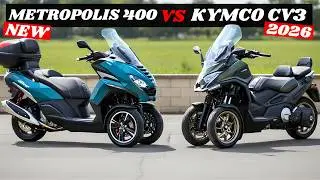 Kymco CV3 2026 года против Peugeot Metropolis 400 &mdash; решающая битва трехколесных туристических мот...