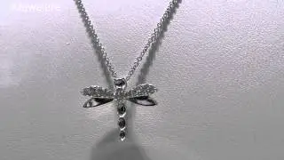 Sterling Silver CZ Dragonfly Pendant Fashion Necklace Set