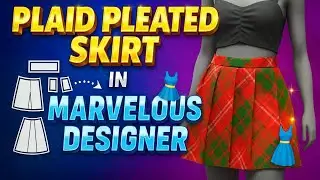 Plaid Pleated Skirt in Marvelous Designer