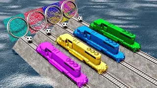 Trains vs Portal Trap; Round Crossroad; Giant Water Pit; Train &ndash; BeamNG.Drive