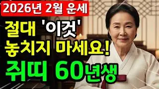 📢 60년생 쥐띠, 2월 집안에 돈 냄새 진동합니다! 조상님이 예비한 66년 만의 황금 골든타임