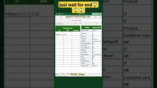 how to separate employees in department wise| #excel #shorts #viral #tricks #reels #tips #jobs