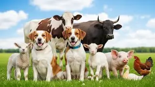Collection of Cute Animal Sounds Cow, Sheep, Chicken, Cat, Duck, Puppy, Pig, Monkey   Animal Sounds