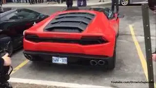 Red Lamborghini Huracan at the Furious 7 North Face Rally Premier
