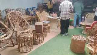 Customer Visit At Our Warehouse For Purchase Bamboo Mudda Chair And Stool For Home Use 