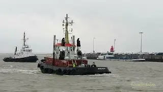 Emden Port traffic car carrier ELBE HIGHWAY tugs inland tanker PRINSENLAND