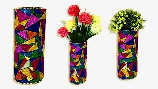 Glitter Paper Flower Vase How To Make Flower Vase With Glitter Foam Sheet Foam Sheet Craft Ideas