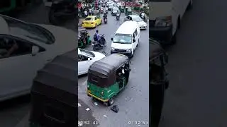 CCTV Three Wheeler Flipped by Delivery Van at Busy Colombo Fort Junction 🚖🚚  #shorts